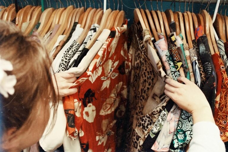 Stylish clothing on a rack while shopping
