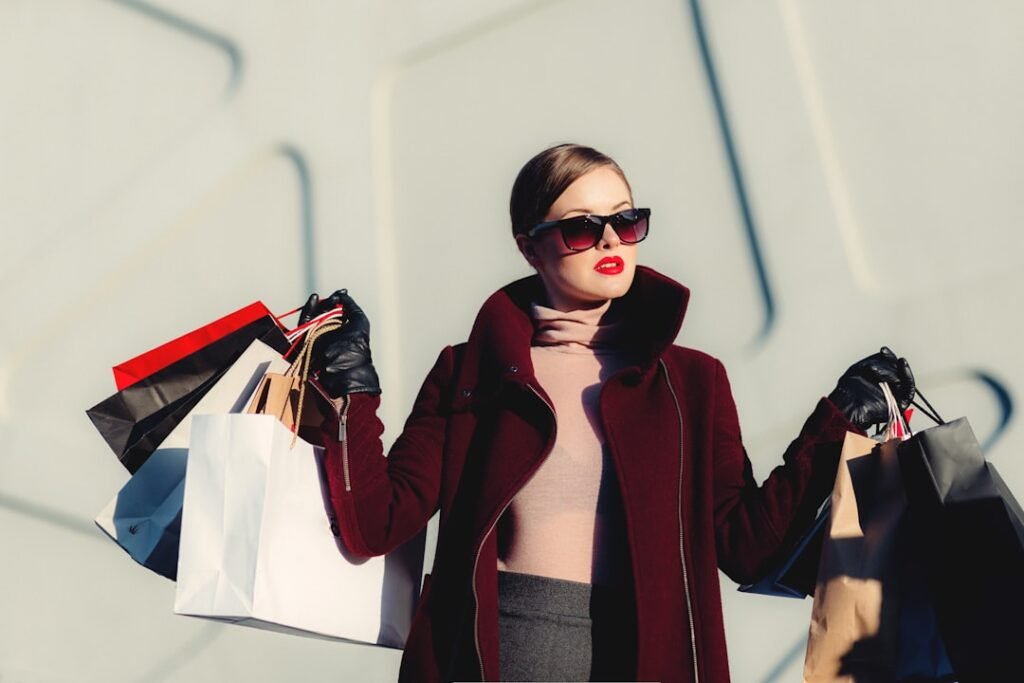 Stylish clothing on a rack while shopping