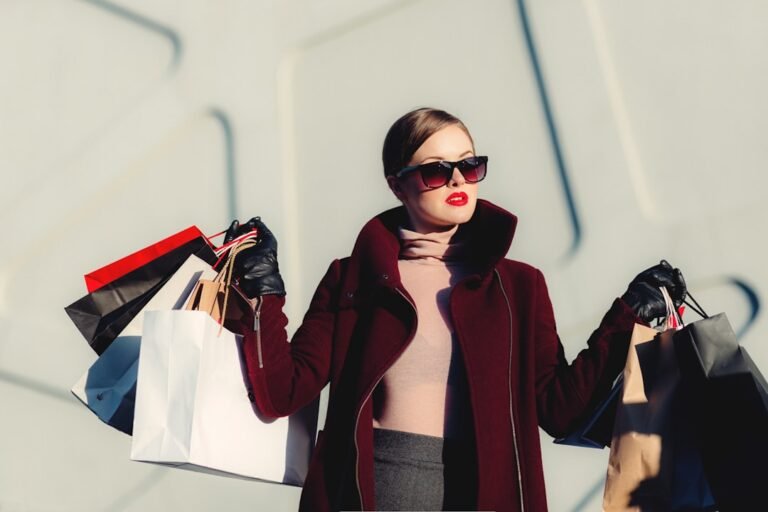 Stylish clothing on a rack while shopping