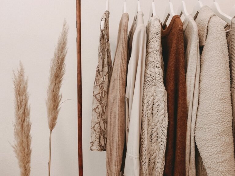 Stylish clothing on a rack while shopping